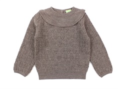 FUB knit beige melange merino wool pointelle